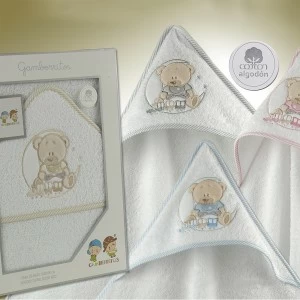 Capa ba&ntilde;o Bebe bordado ositos rizo americano