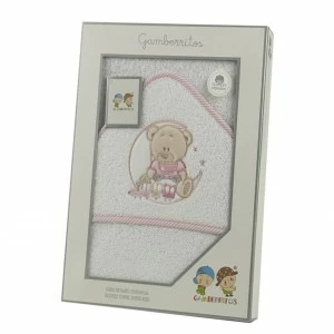 Capa ba&ntilde;o Bebe bordado ositos rizo americano