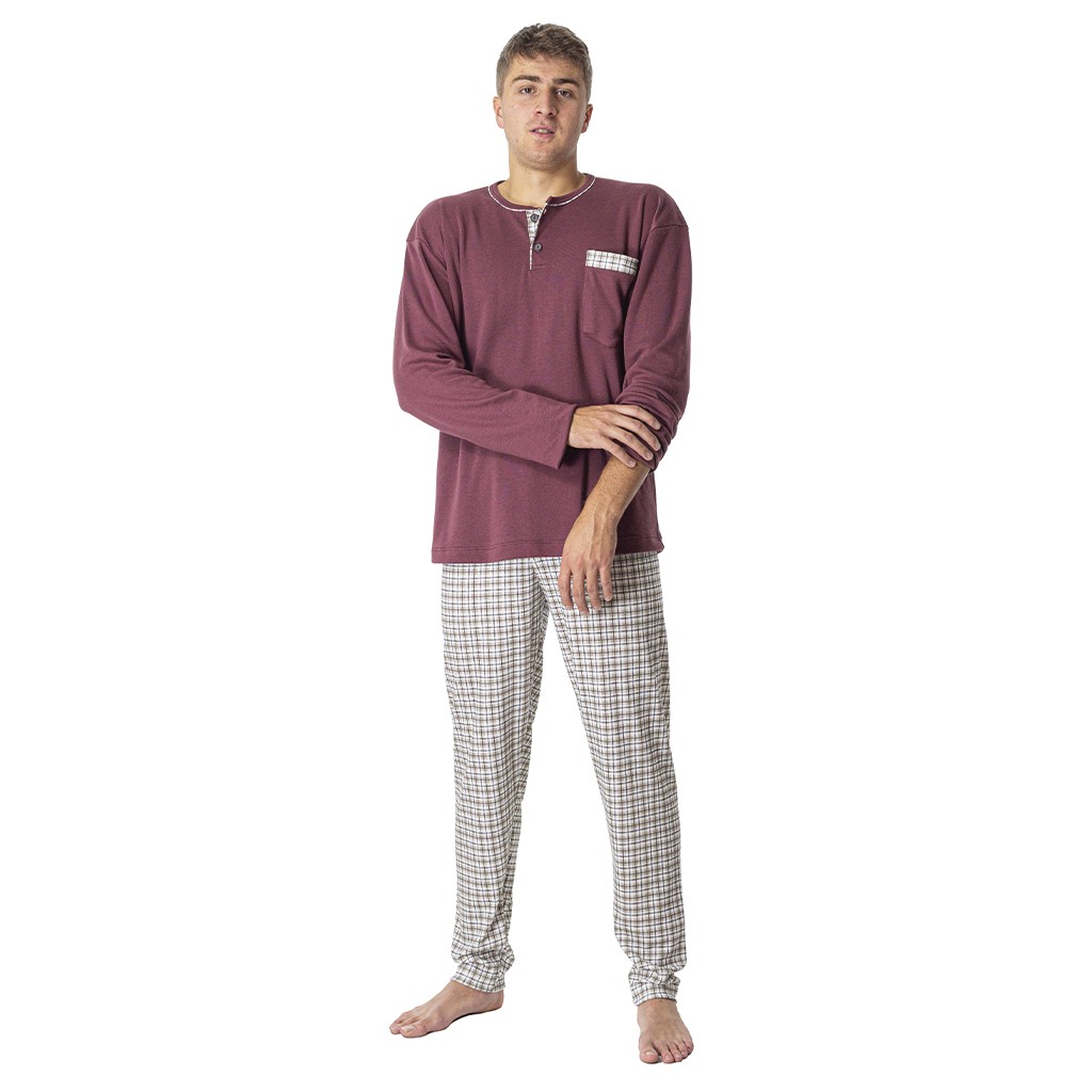Pijama hombre cuello botones