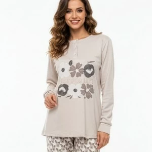 Pijama largo mujer algod&oacute;n estampado