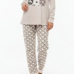 Pijama largo mujer algod&oacute;n estampado