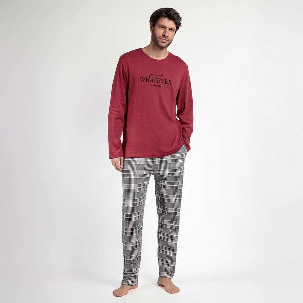 Pijama hombre tejido algodón cuadro vichy