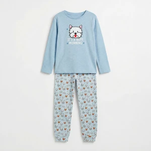 Pijama ni&ntilde;a algod&oacute;n manga larga perrito