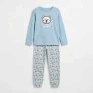 Pijama ni&ntilde;a algod&oacute;n manga larga perrito