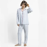 Pijama camisero mujer tejido viscosa rayas