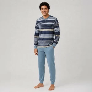 Pijama hombre rayas cuello redondo