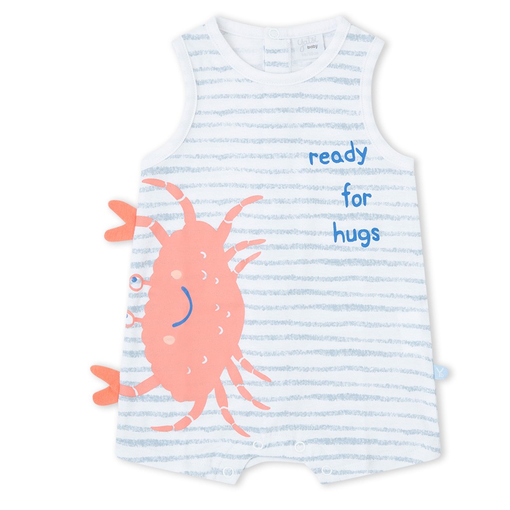 Pelele algod&oacute;n beb&eacute; tirantes rayas