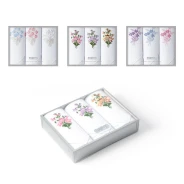Pa&ntilde;uelo mujer Estuche regalo de 3 bordado flores