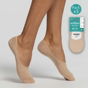 Salvapies mujer algod&oacute;n con silcona en talon pack3