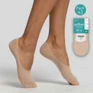 Salvapies mujer algod&oacute;n con silcona en talon pack3