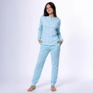 Pijama mujer manga larga algodon fino entretiempo