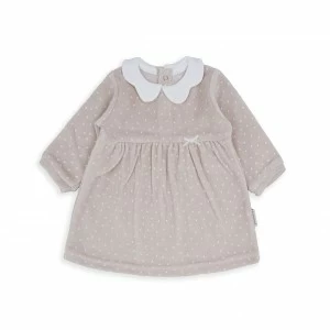 Vestido beb&eacute; manga larga tundosado