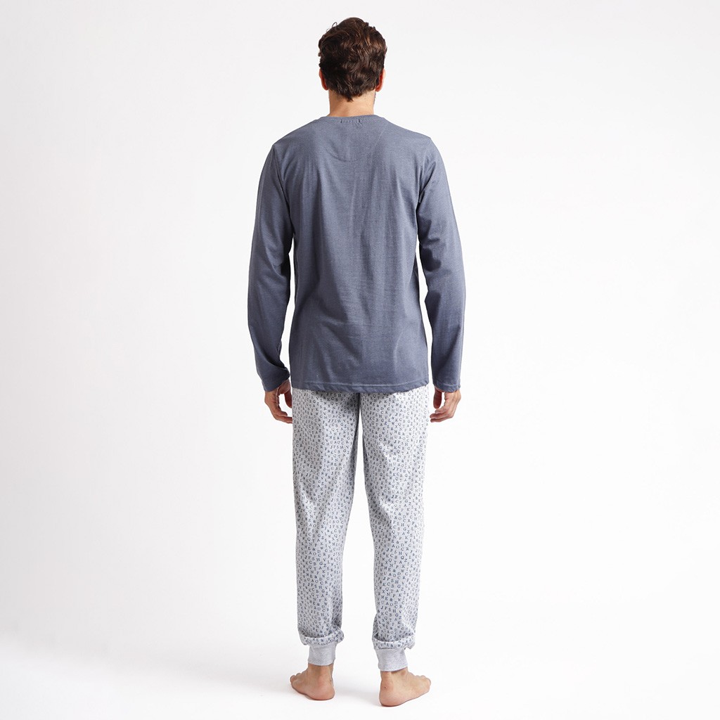 Pijama hombre manga larga punto algodón
