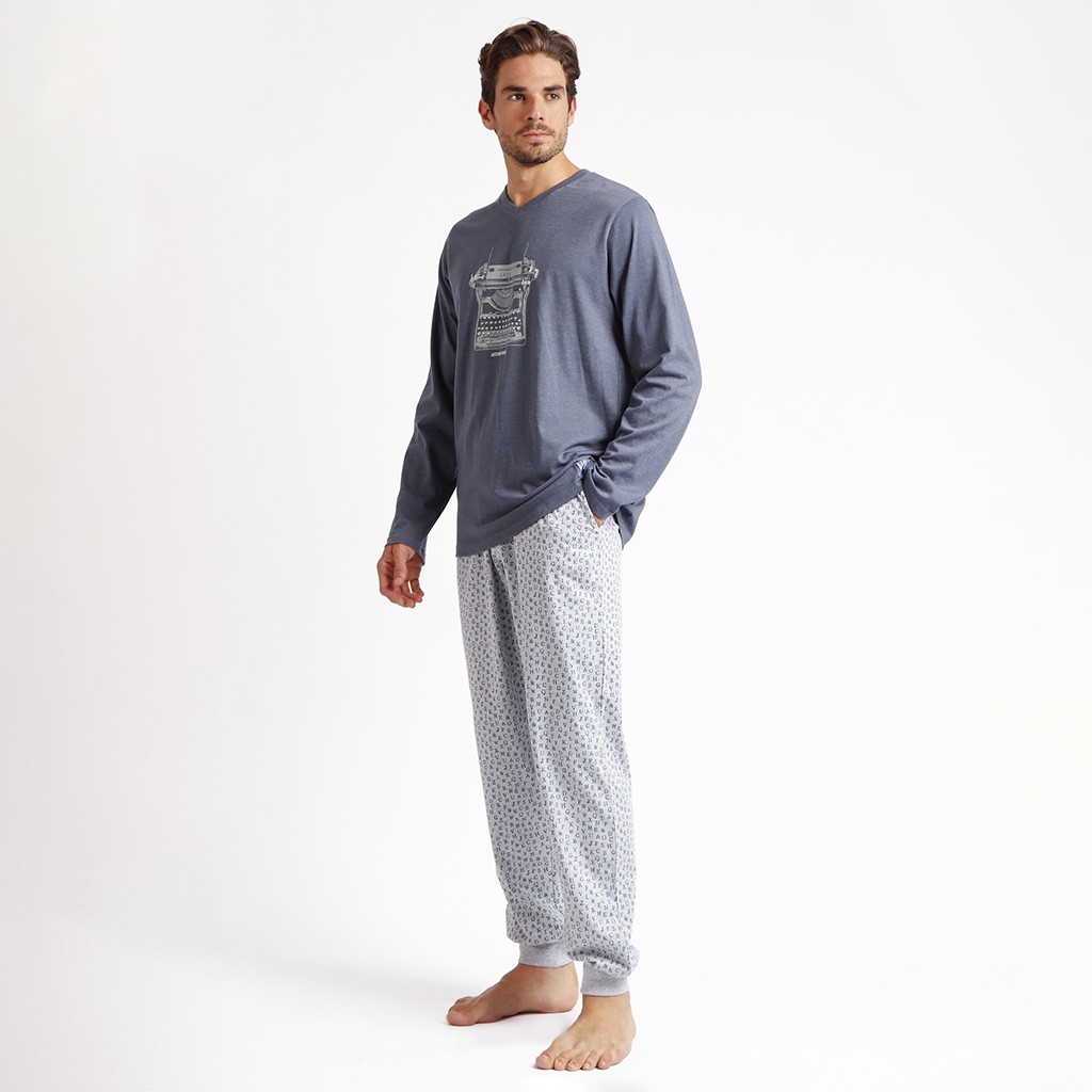 Pijama hombre manga larga punto algodón