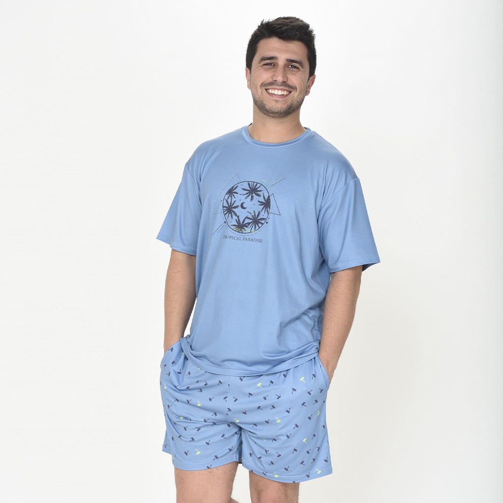 Pijama hombre manga corta algodón