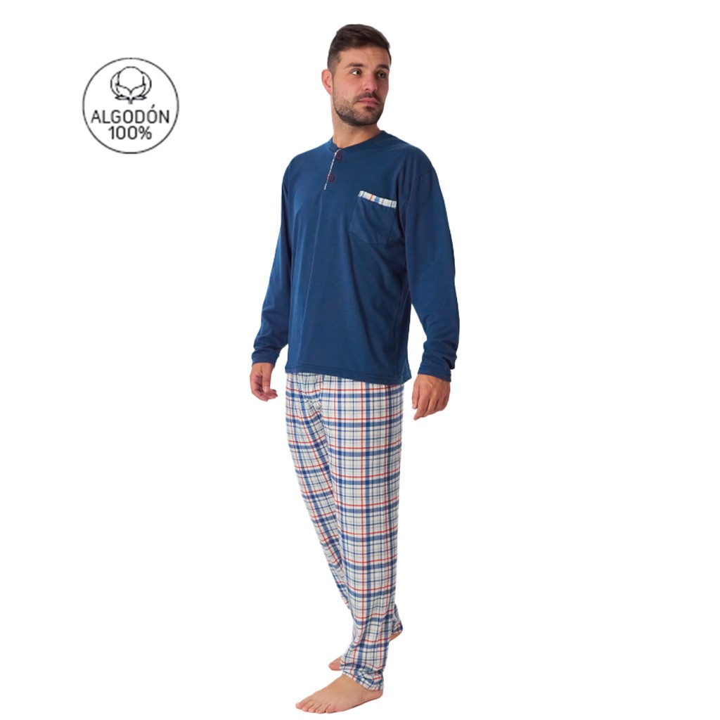 Pijama hombre algodón pantalón cuadros