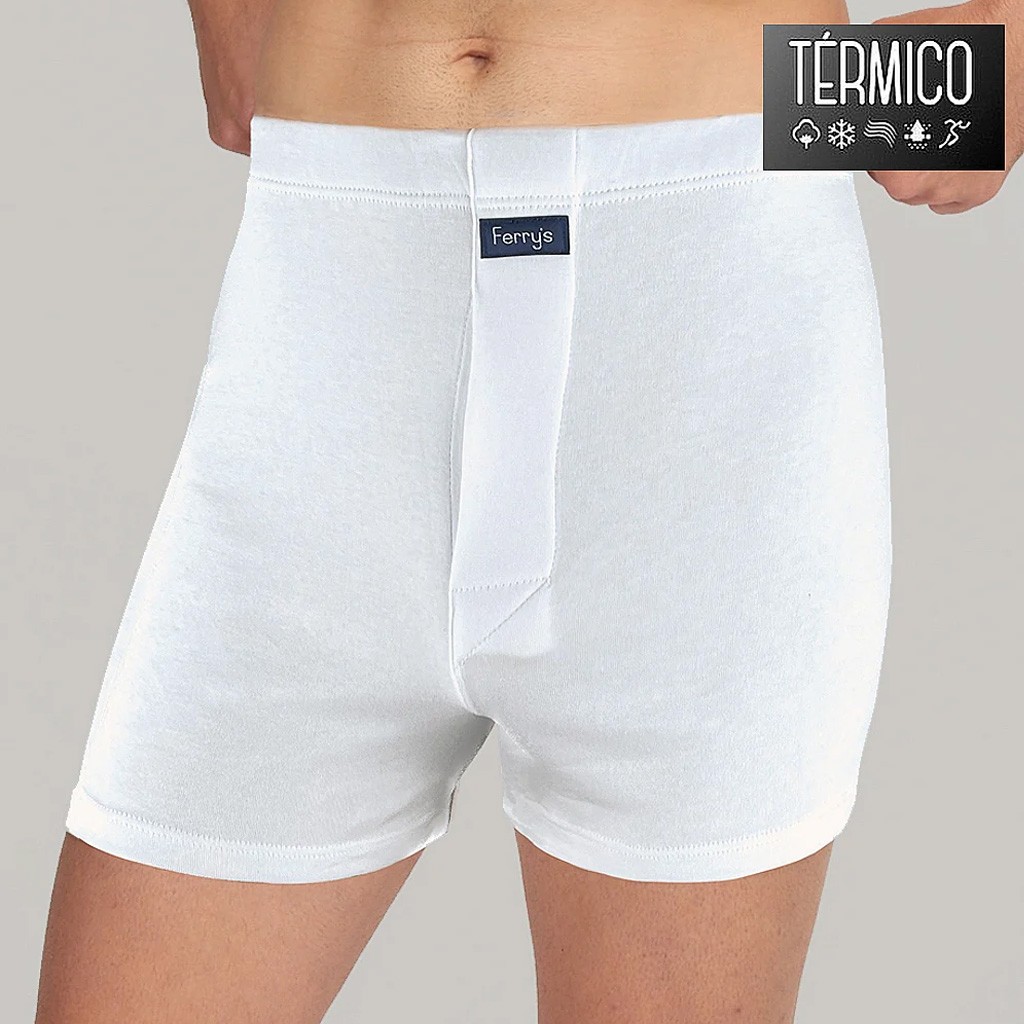 Calzón térmico corto hombre 100% algodón afelpado