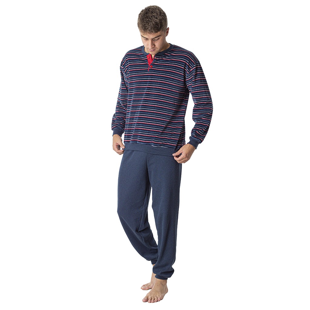 Pijama hombre manga larga terciopelo