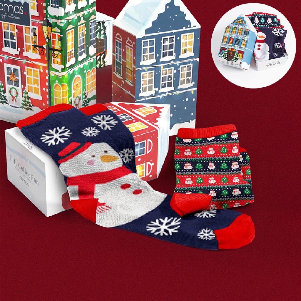 Calcetín navidad en caja regalo casita pack x2 Admas