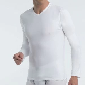 Camiseta interior manga larga cuello pico