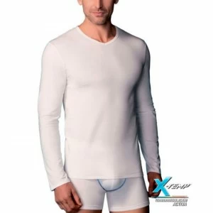 Camiseta interior manga larga cuello pico