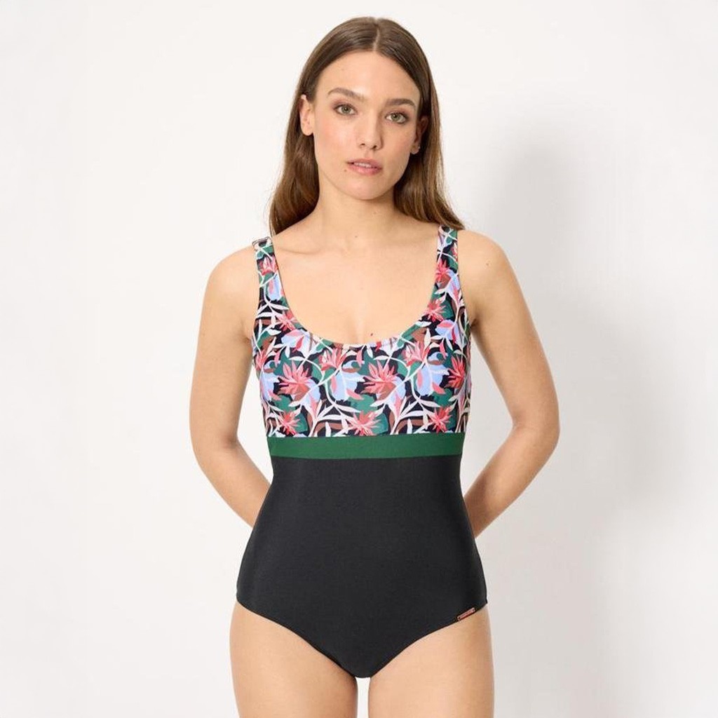 Ba&ntilde;ador mujer tejido reductor estampado