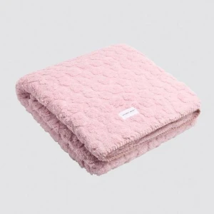Manta coralina rosa forrada borreguito para sofa