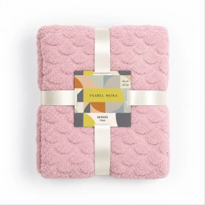 Manta coralina rosa forrada borreguito para sofa