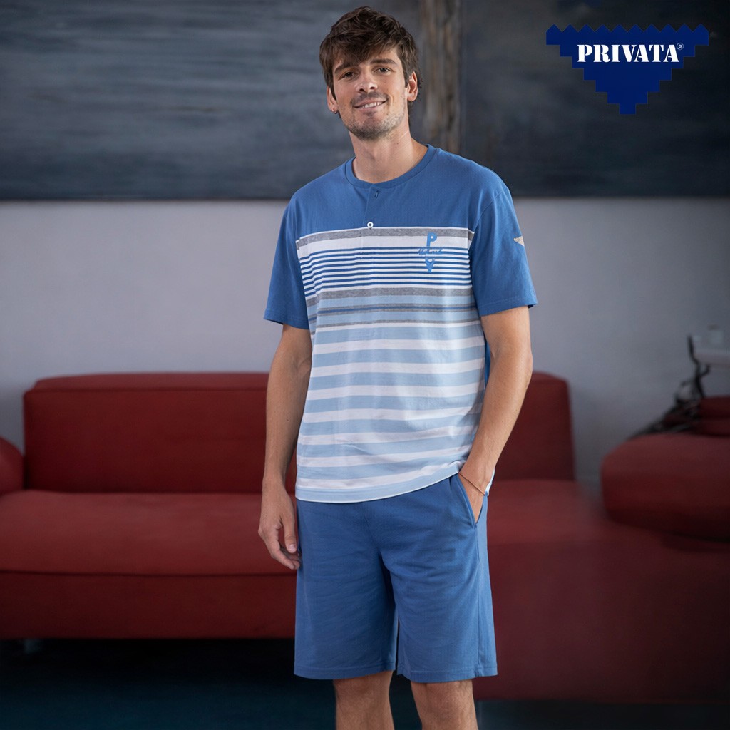 Pijama hombre manga corta rayas
