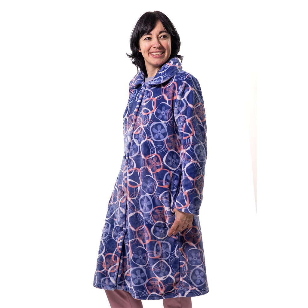Bata mujer tejido coralina estampada