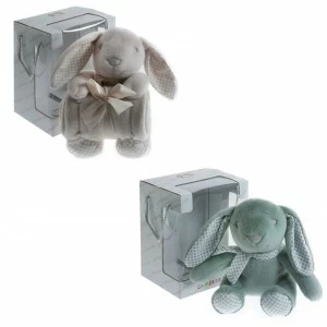 Peluche conejo orejotas con manta a juego