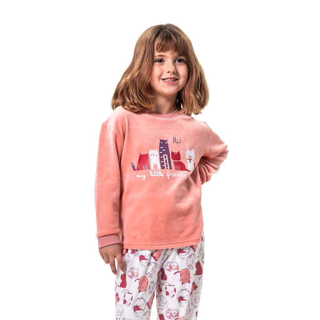 Pijama niña manga larga gatitos