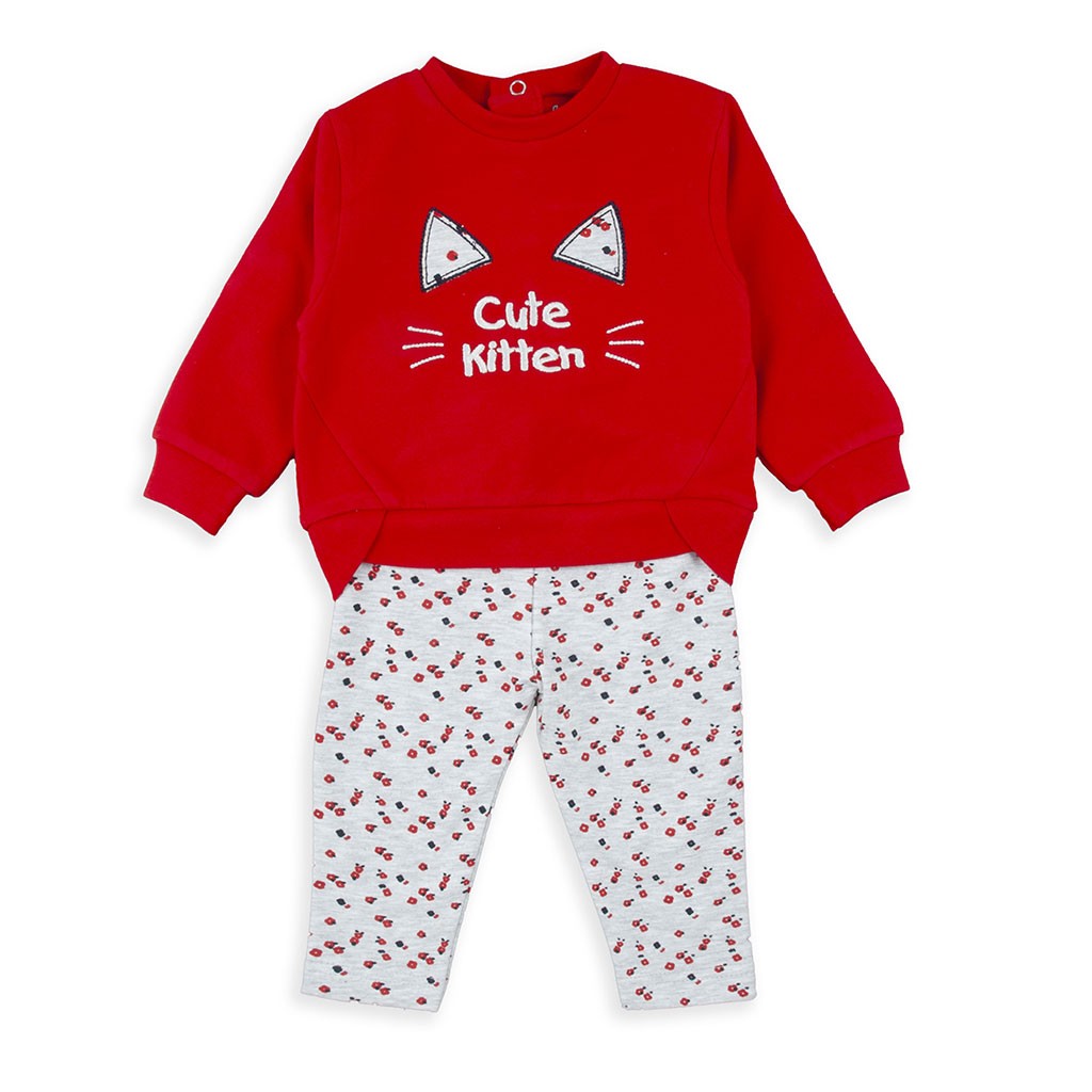 Conjunto manga larga bebé 2 piezas rojo