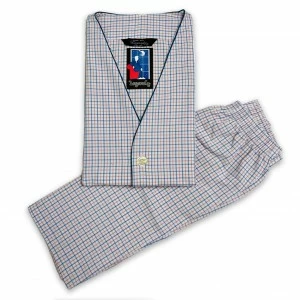 Pijama hombre corto abierto popelin cuello pico