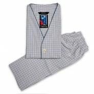 Pijama hombre corto abierto popelin cuello pico