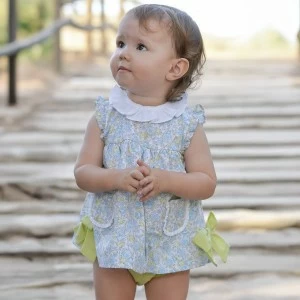 Vestido bebe sin manga estampado con braga a juego