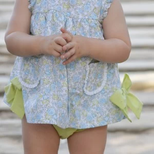 Vestido bebe sin manga estampado con braga a juego