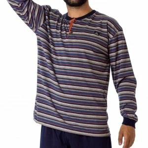 Pijama hombre de manga larga tejido fino algod&oacute;n