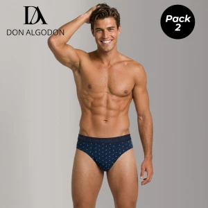 Slip hombre algod&oacute;n x2 1 liso + 1 estampado