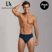 Slip hombre algod&oacute;n x2 1 liso + 1 estampado