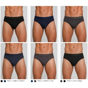 Slip hombre algod&oacute;n x2 1 liso + 1 estampado