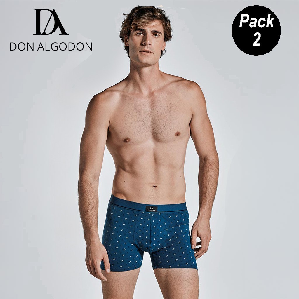 Boxer hombre algodón pack2 estampado + liso