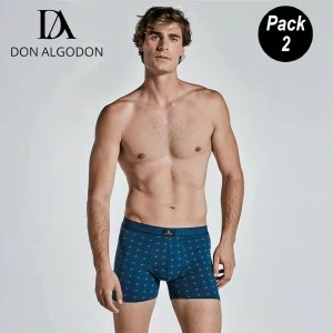Boxer hombre algod&oacute;n pack2 estampado + liso