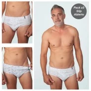 Slip hombre x3 algod&oacute;n estampado abierto