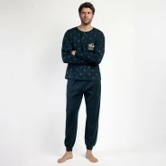 Pijama algod&oacute;n hombre cuello botones