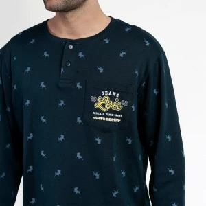 Pijama algod&oacute;n hombre cuello botones