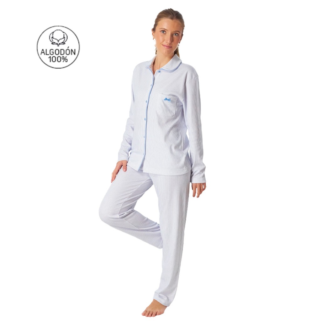 Pijama camisero mujer tejido algodón