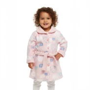 Bata infantil rosa estampada con cintur&oacute;n