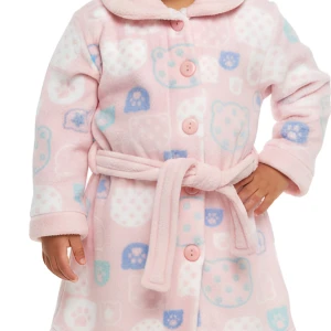 Bata infantil rosa estampada con cintur&oacute;n