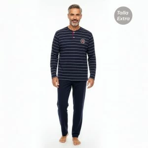 Pijama hombre manga larga rayas talla extra